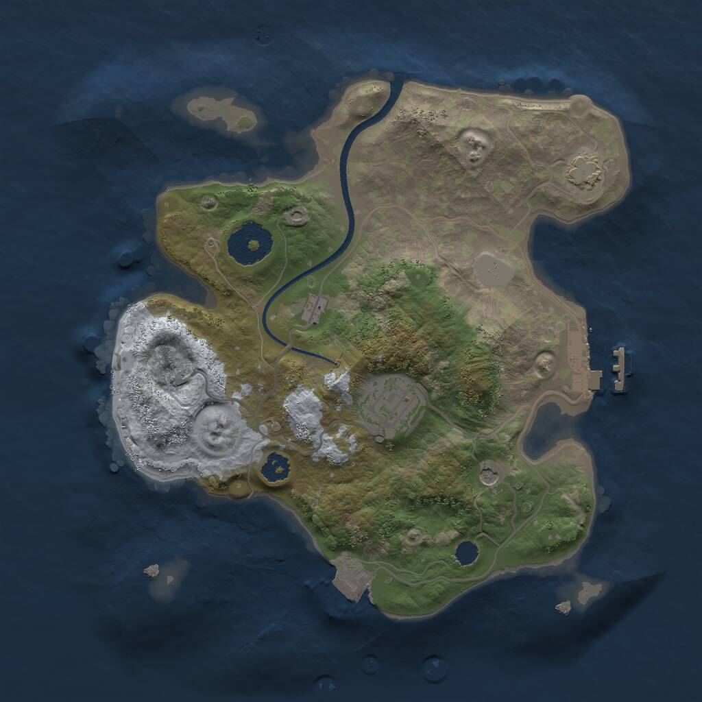 Rust Map: Procedural Map, Size: 2500, Seed: 358542268, 5 Monuments