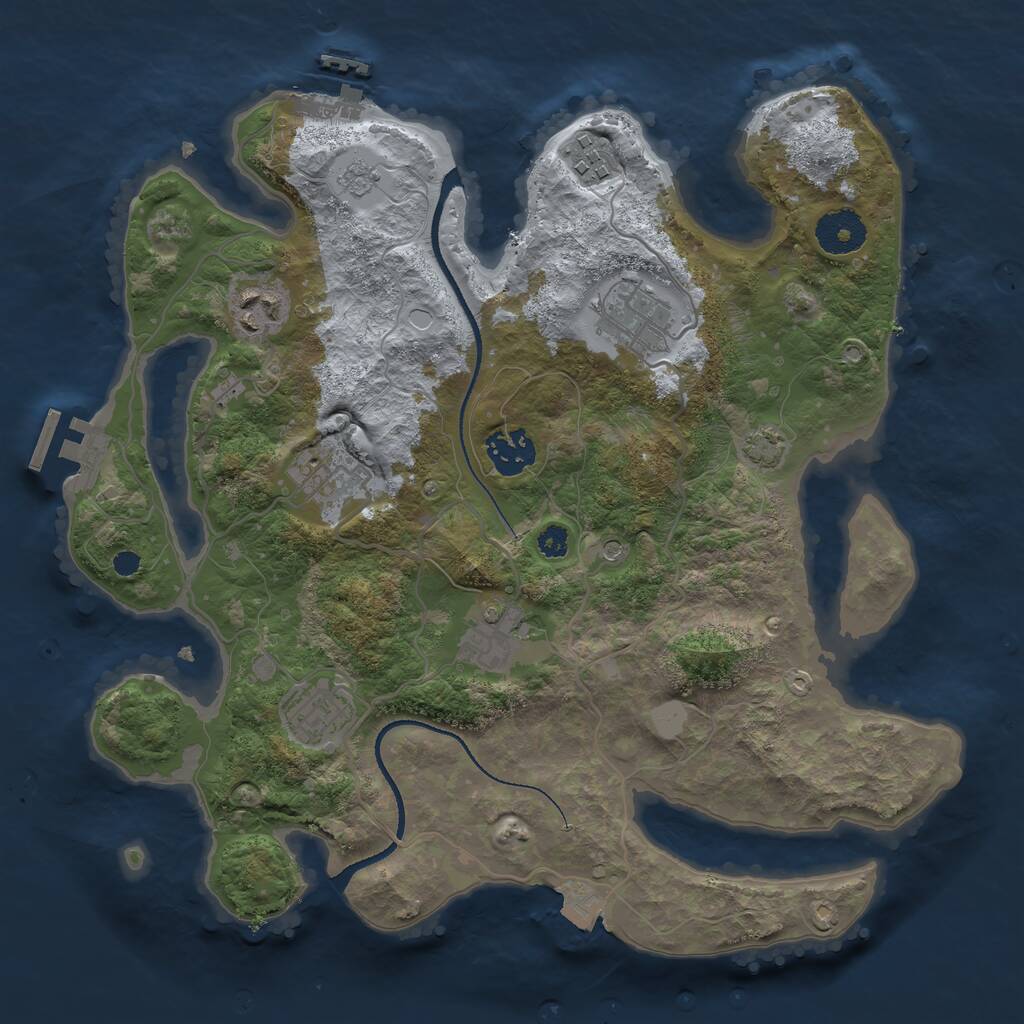 Rust Map: Procedural Map, Size: 3250, Seed: 925973261, 13 Monuments