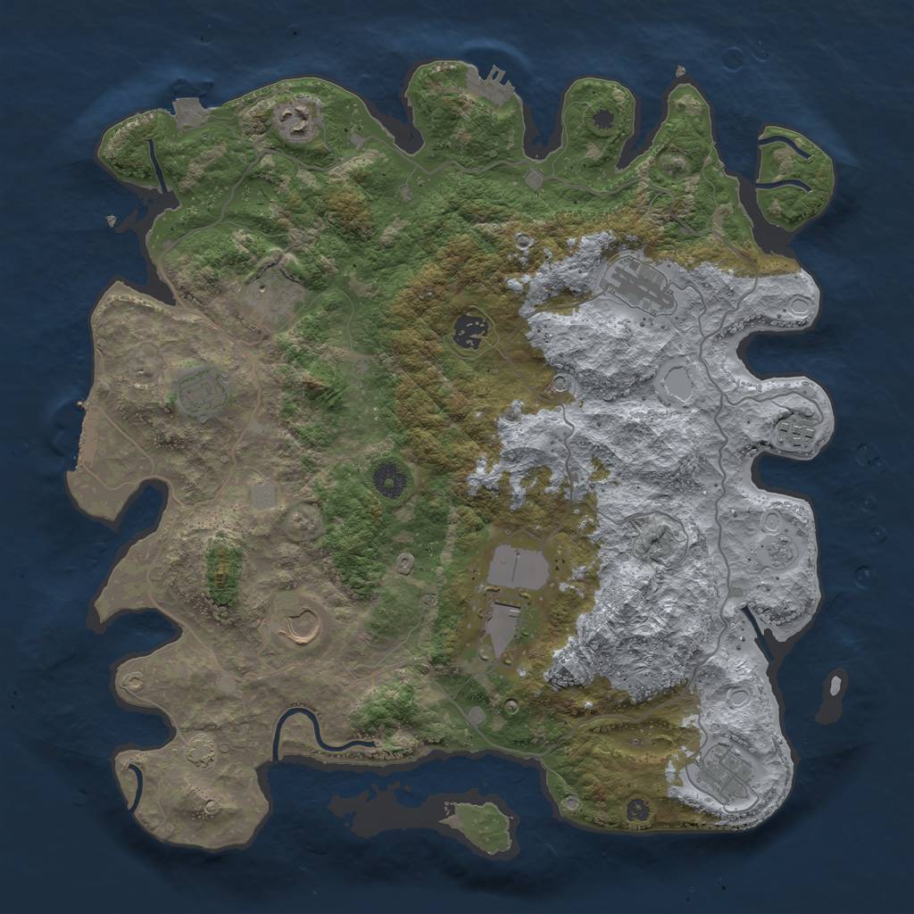 Rust Map: Procedural Map, Size: 4000, Seed: 1759940451, 17 Monuments