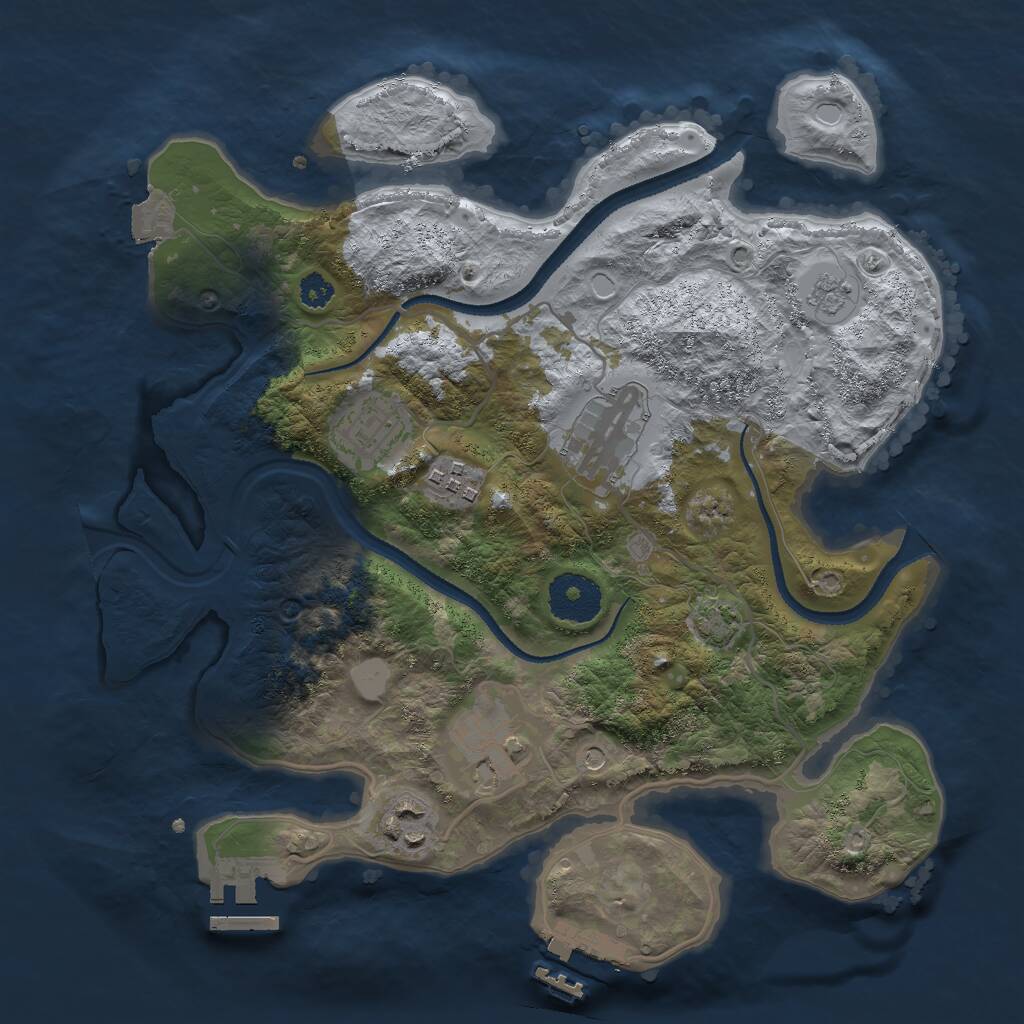 Rust Map: Procedural Map, Size: 3000, Seed: 185152687, 11 Monuments