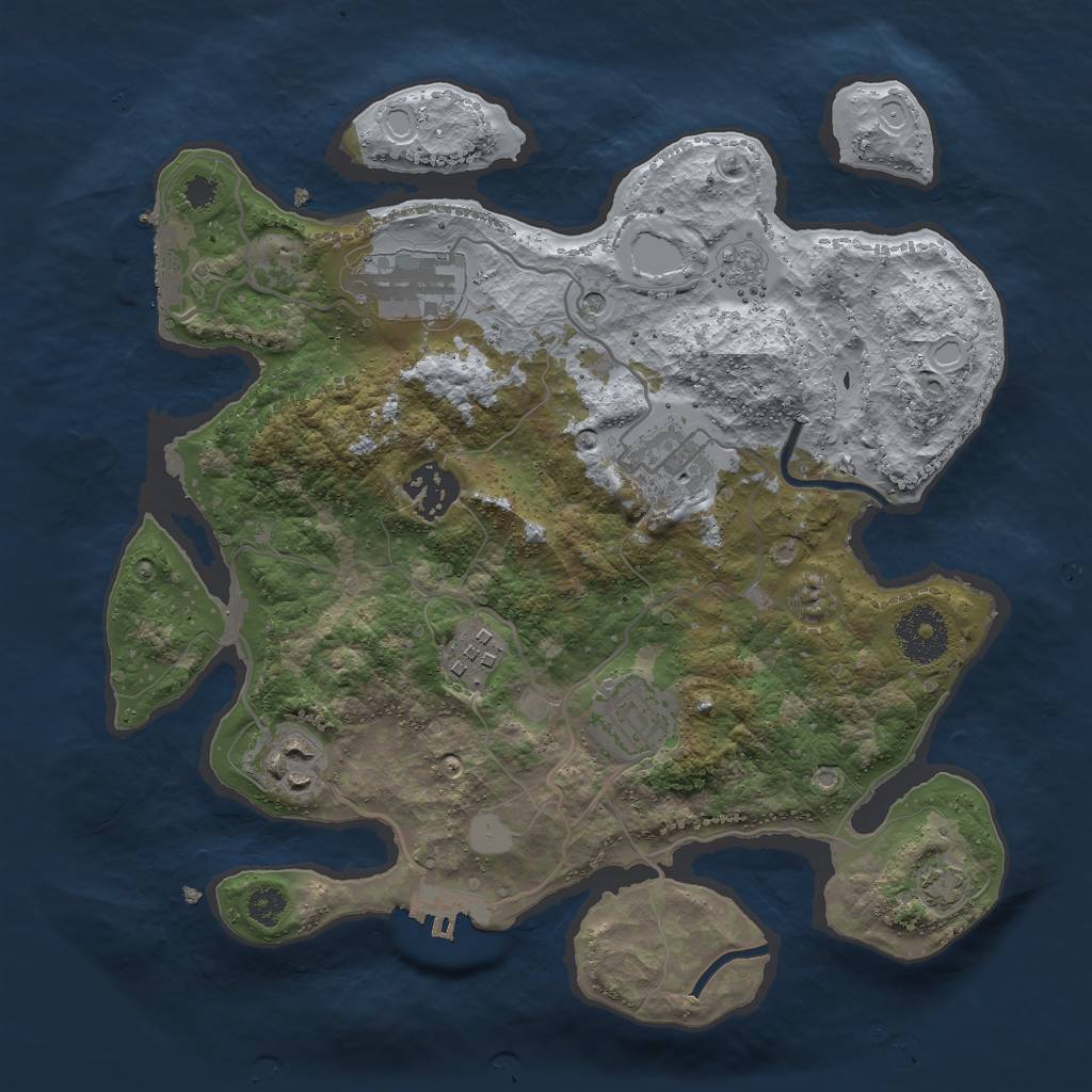 Rust Map: Procedural Map, Size: 3000, Seed: 185152687, 14 Monuments