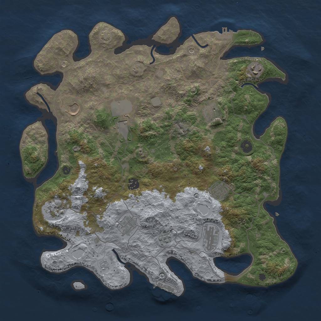 Rust Map: Procedural Map, Size: 4000, Seed: 92011385, 18 Monuments