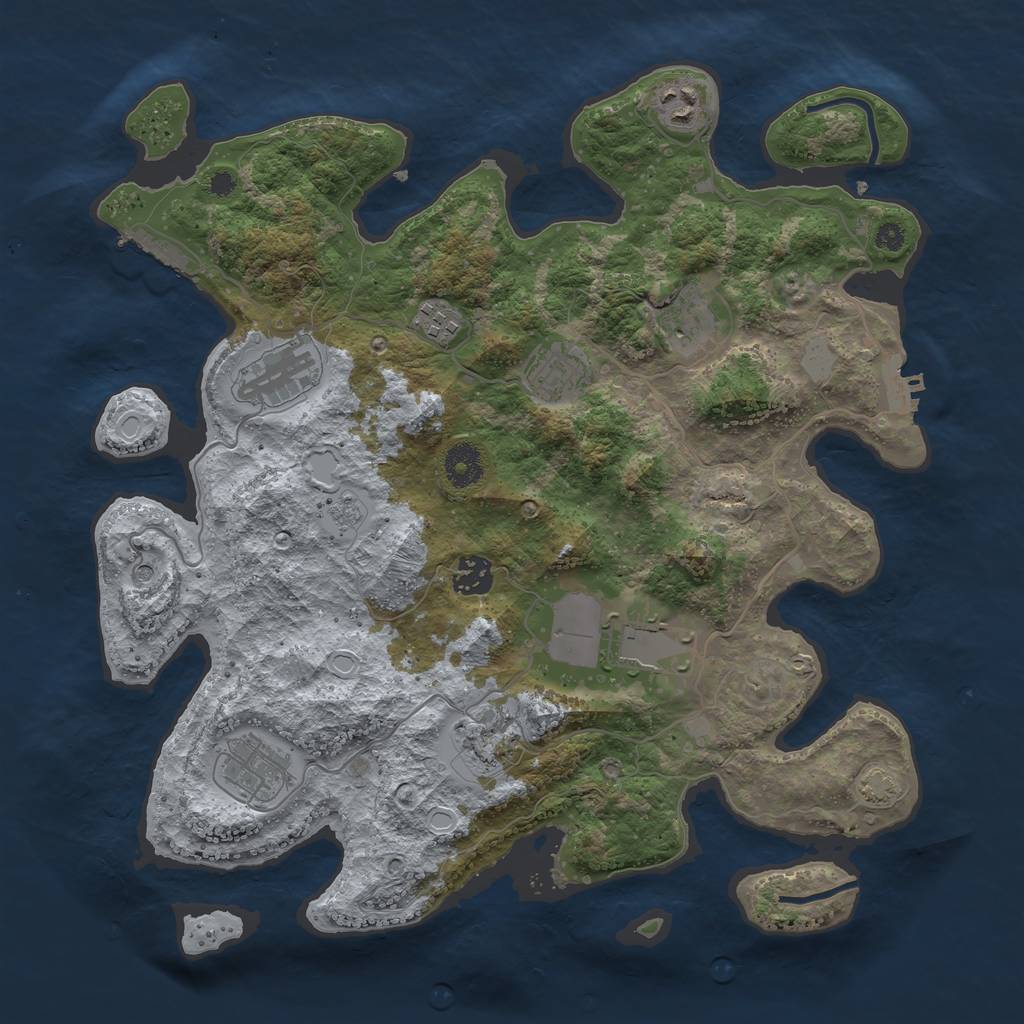 Rust Map: Procedural Map, Size: 3700, Seed: 465611330, 17 Monuments