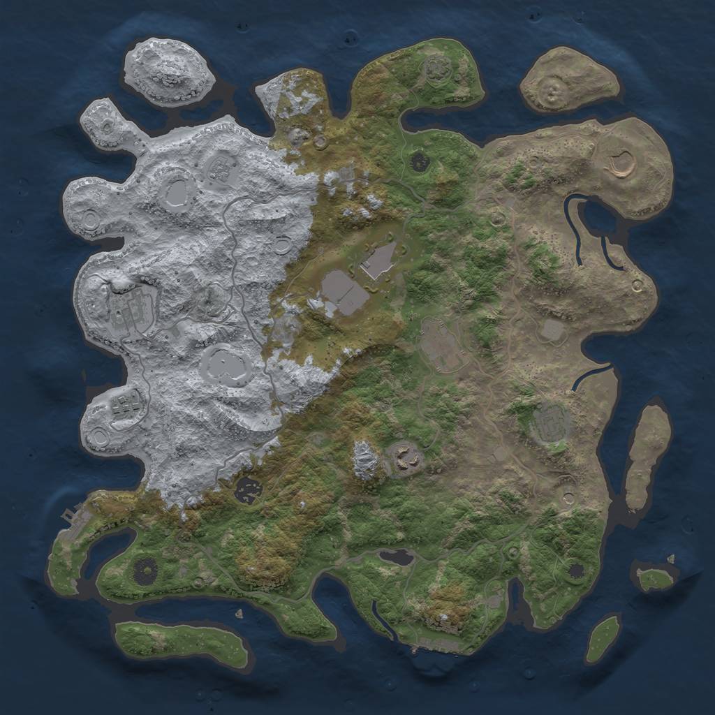 Rust Map: Procedural Map, Size: 4000, Seed: 86399, 16 Monuments