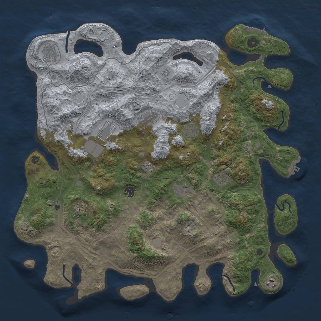 Rust Map: Procedural Map, Size: 4500, Seed: 233211703, 18 Monuments