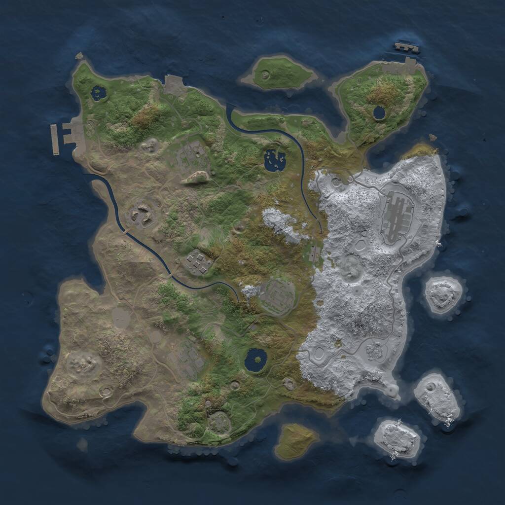 Rust Map: Procedural Map, Size: 3300, Seed: 1124161179, 13 Monuments