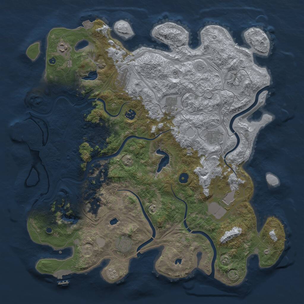 Rust Map: Procedural Map, Size: 4500, Seed: 282859757, 16 Monuments