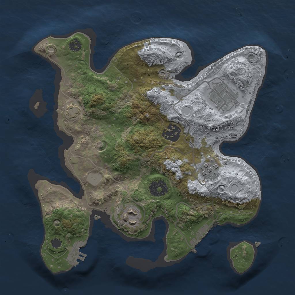 Rust Map: Procedural Map, Size: 2500, Seed: 1047082833, 10 Monuments