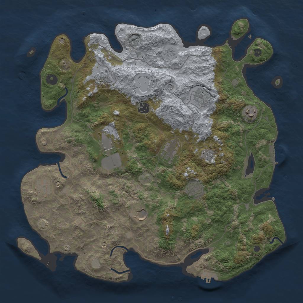 Rust Map: Procedural Map, Size: 4000, Seed: 1892777178, 18 Monuments