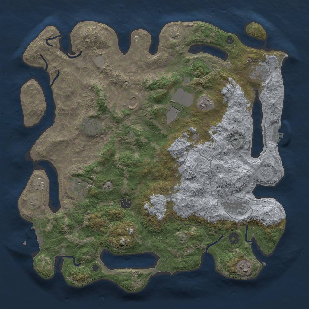 Rust Map: Procedural Map, Size: 4000, Seed: 319476606, 17 Monuments