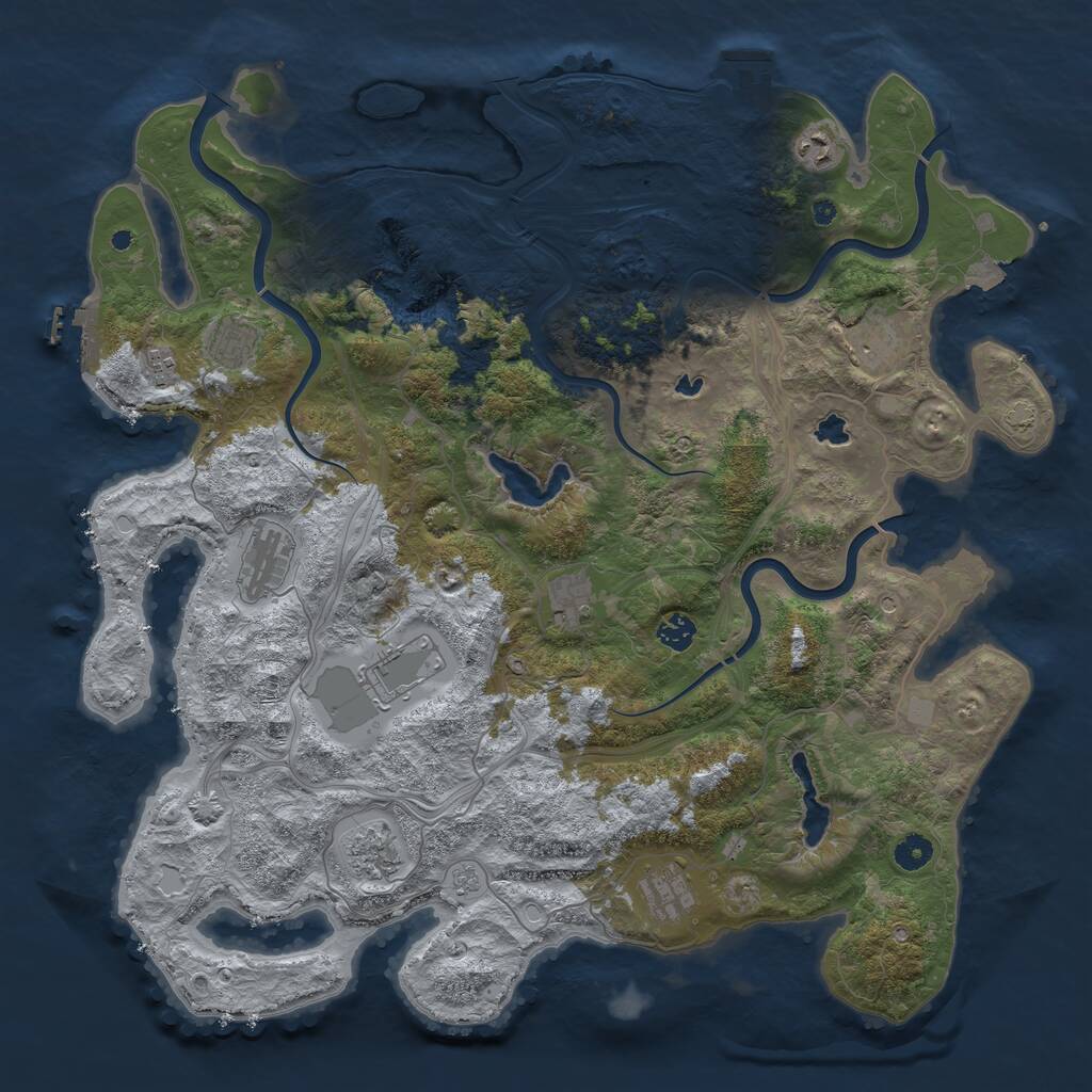 Rust Map: Procedural Map, Size: 4500, Seed: 965428758, 16 Monuments