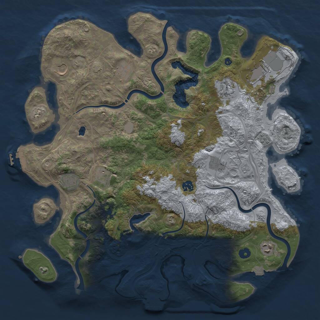 Rust Map: Procedural Map, Size: 4250, Seed: 1237906478, 16 Monuments