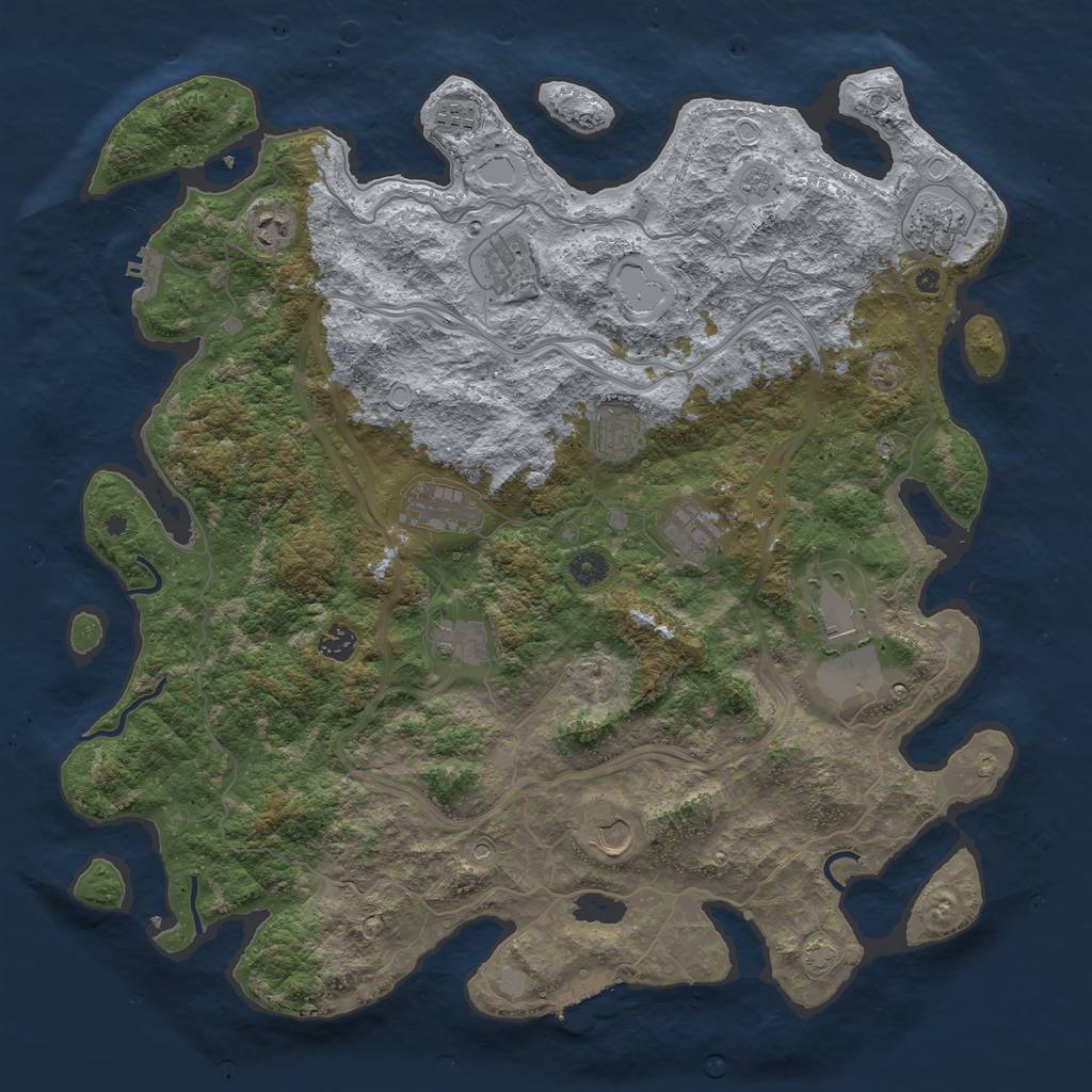 Rust Map: Procedural Map, Size: 4500, Seed: 234294542, 19 Monuments