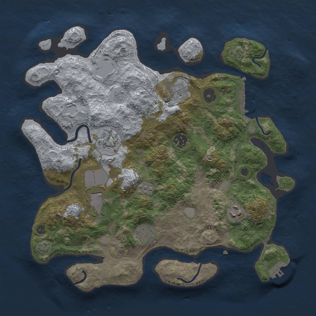 Rust Map: Procedural Map, Size: 3500, Seed: 75983121, 14 Monuments