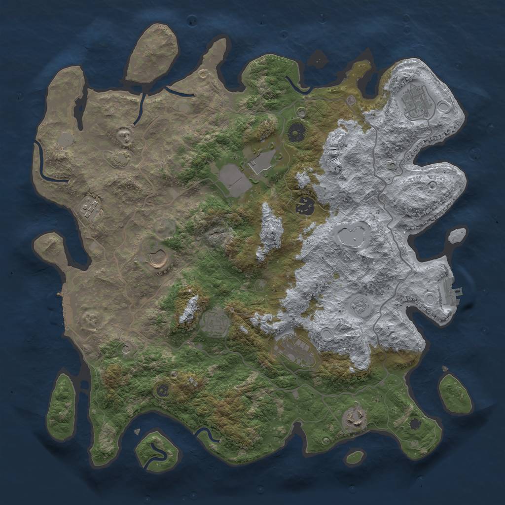 Rust Map: Procedural Map, Size: 4000, Seed: 1307969257, 16 Monuments