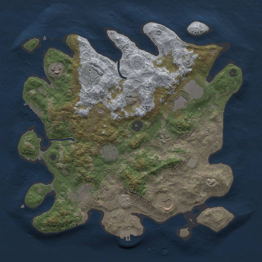 Rust Map: Procedural Map, Size: 3500, Seed: 2115111, 16 Monuments