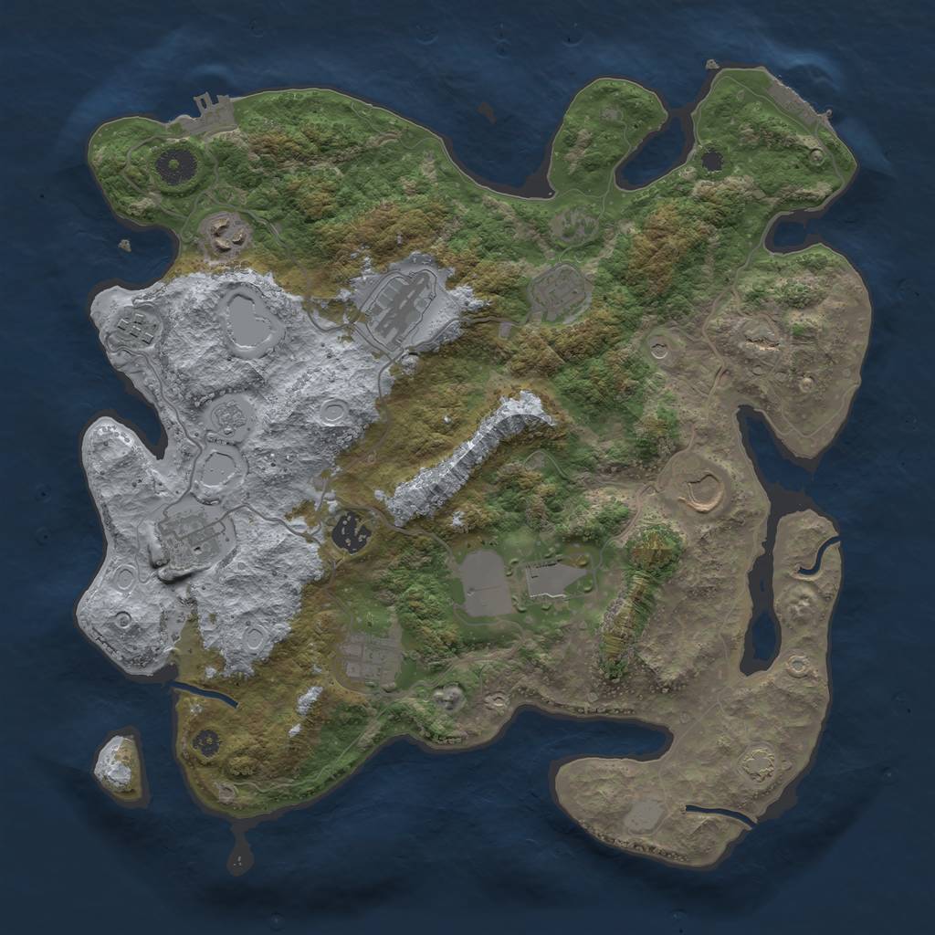 Rust Map: Procedural Map, Size: 3700, Seed: 1916669705, 17 Monuments