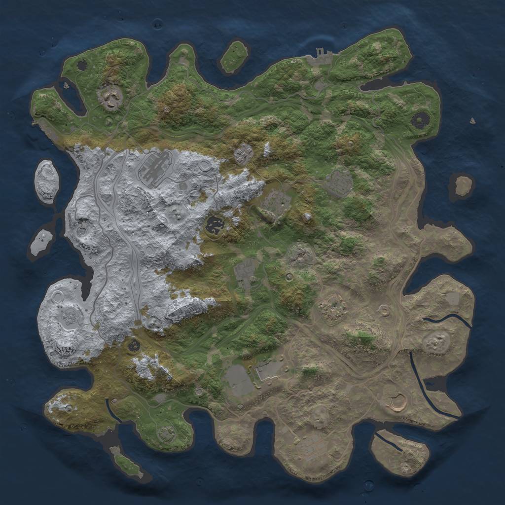 Rust Map: Procedural Map, Size: 4250, Seed: 1934165463, 19 Monuments