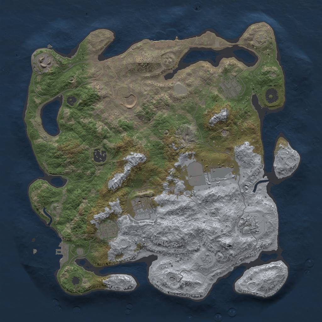 Rust Map: Procedural Map, Size: 3500, Seed: 2043908471, 16 Monuments