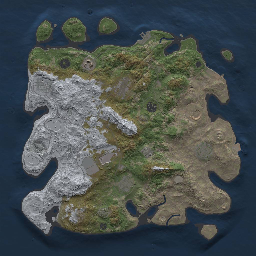 Rust Map: Procedural Map, Size: 3750, Seed: 1886624824, 17 Monuments
