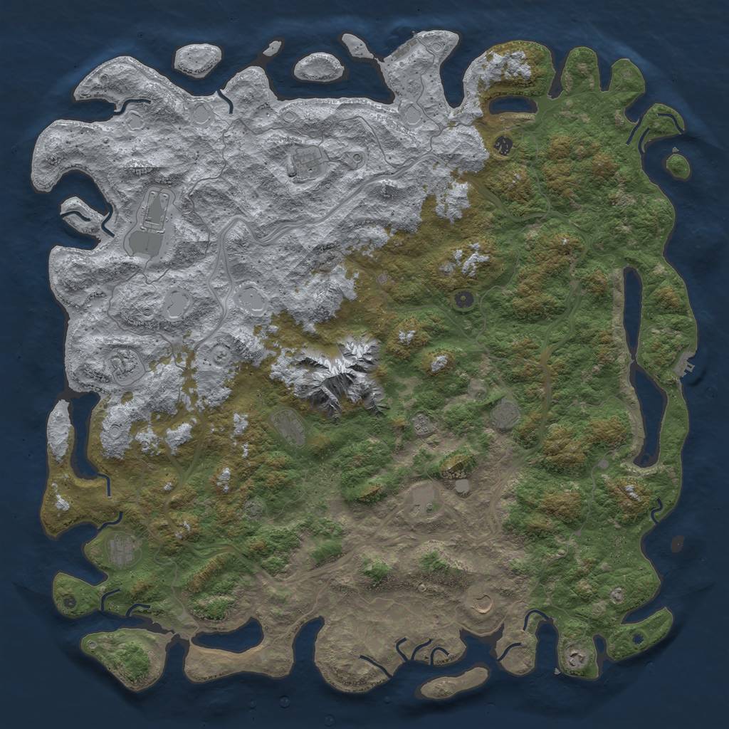 Rust Map: Procedural Map, Size: 6000, Seed: 1884725055, 19 Monuments