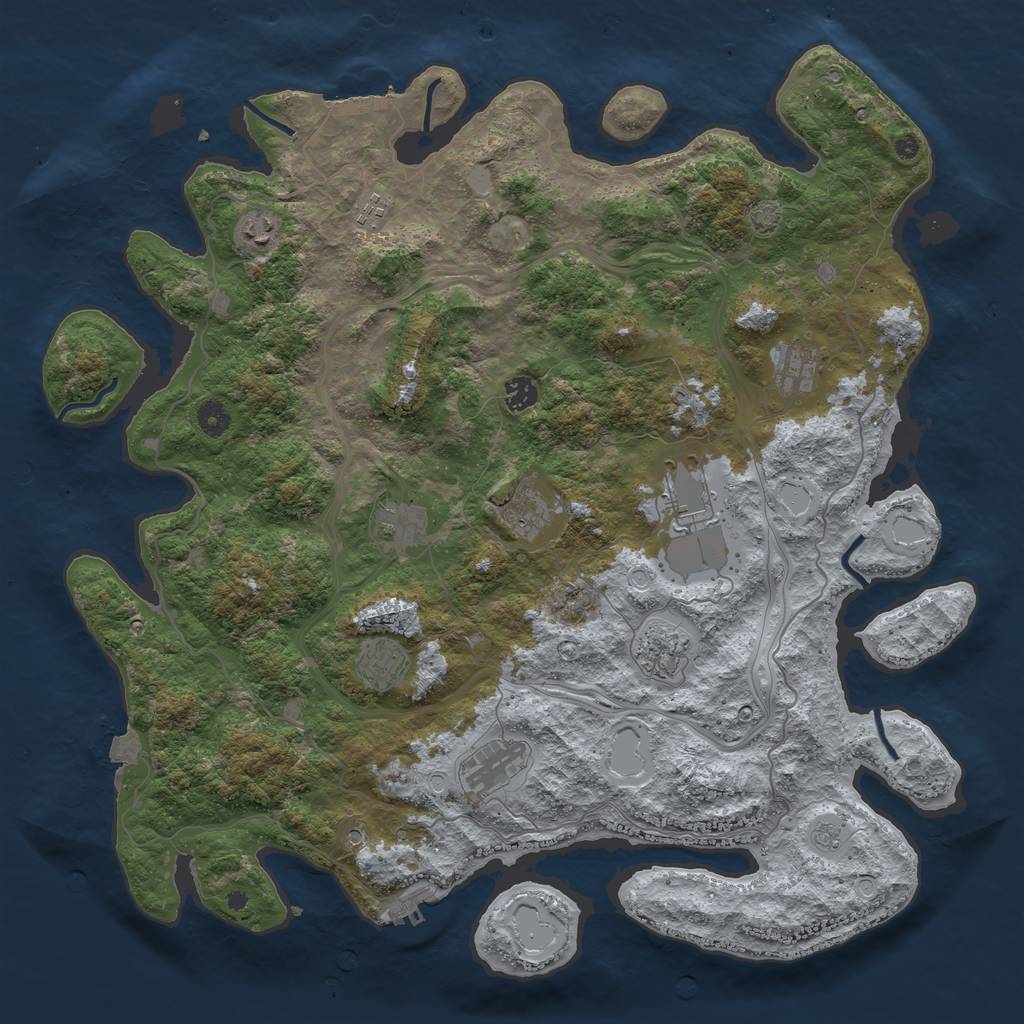 Rust Map: Procedural Map, Size: 4500, Seed: 888405951, 18 Monuments