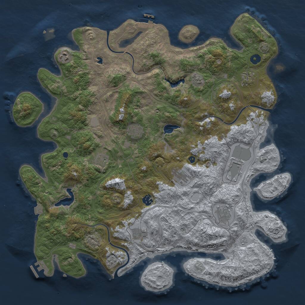 Rust Map: Procedural Map, Size: 4500, Seed: 888405951, 16 Monuments