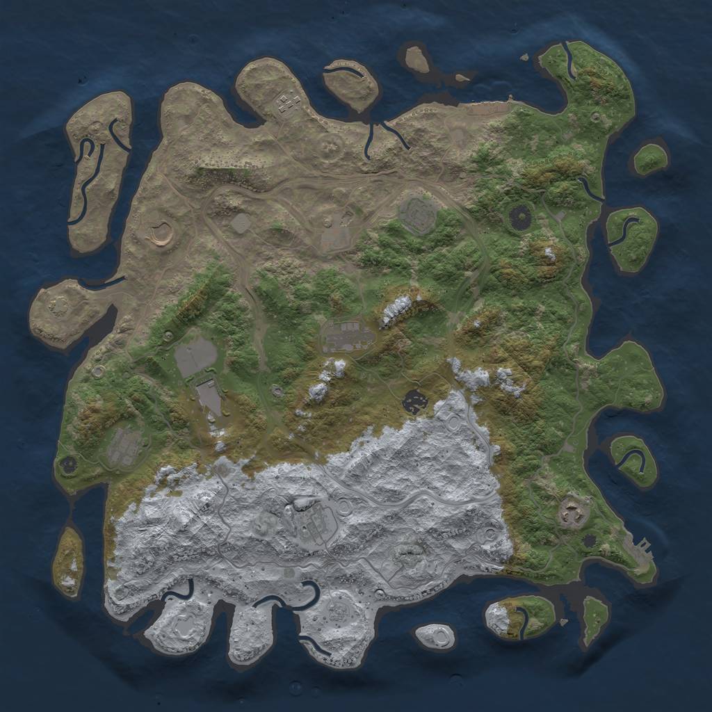 Rust Map: Procedural Map, Size: 4500, Seed: 810438728, 18 Monuments