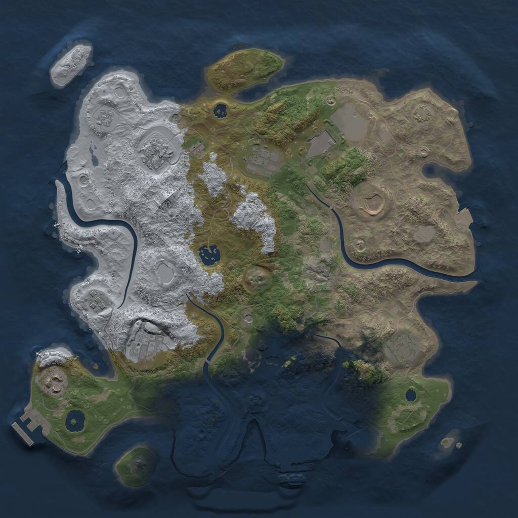 Rust Map: Procedural Map, Size: 3700, Seed: 2014917166, 16 Monuments