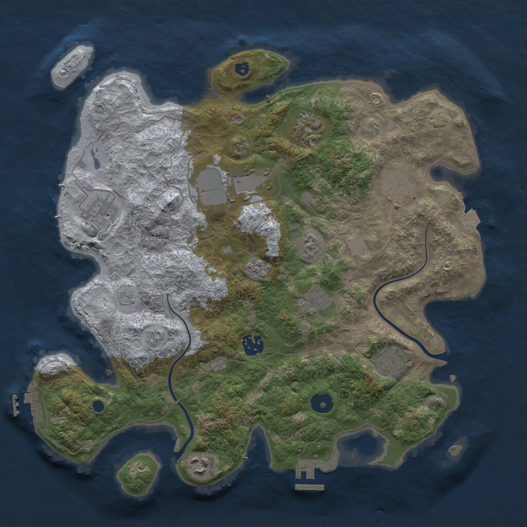Rust Map: Procedural Map, Size: 3700, Seed: 2014917166, 14 Monuments