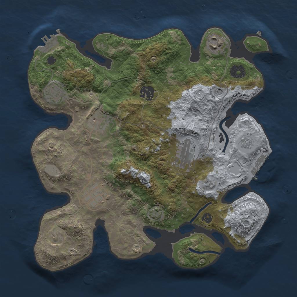 Rust Map: Procedural Map, Size: 3000, Seed: 1503559843, 14 Monuments