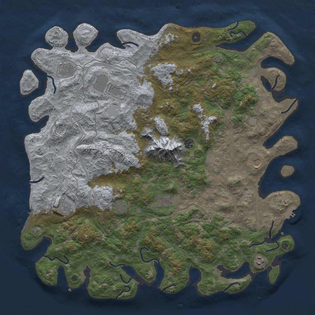 Rust Map: Procedural Map, Size: 5000, Seed: 55006407, 19 Monuments