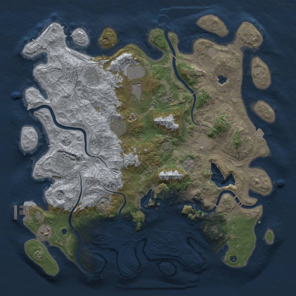 Rust Map: Procedural Map, Size: 4250, Seed: 99683468, 13 Monuments