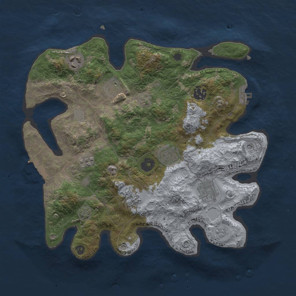 Rust Map: Procedural Map, Size: 3250, Seed: 1189899921, 15 Monuments