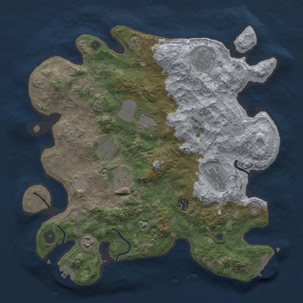 Rust Map: Procedural Map, Size: 3700, Seed: 879727085, 17 Monuments
