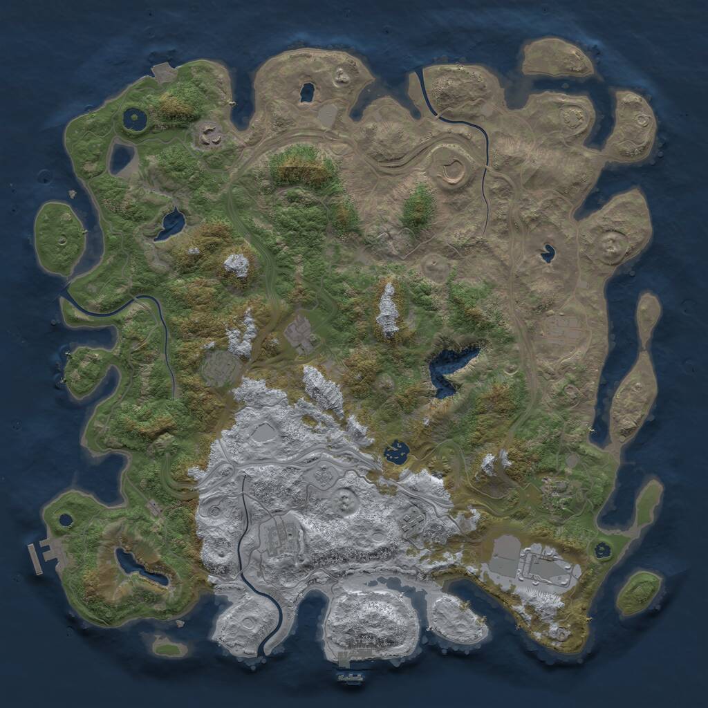 Rust Map: Procedural Map, Size: 4500, Seed: 1135689466, 16 Monuments
