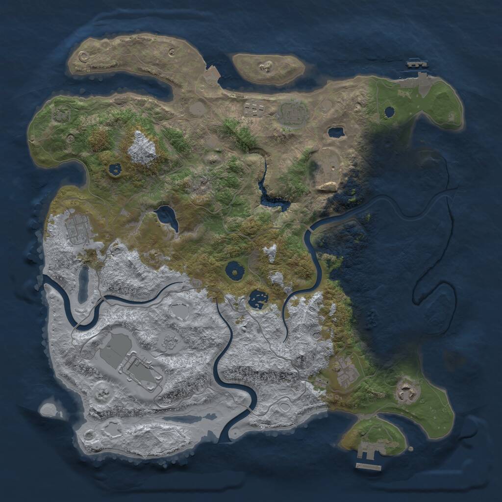 Rust Map: Procedural Map, Size: 4000, Seed: 871949, 14 Monuments