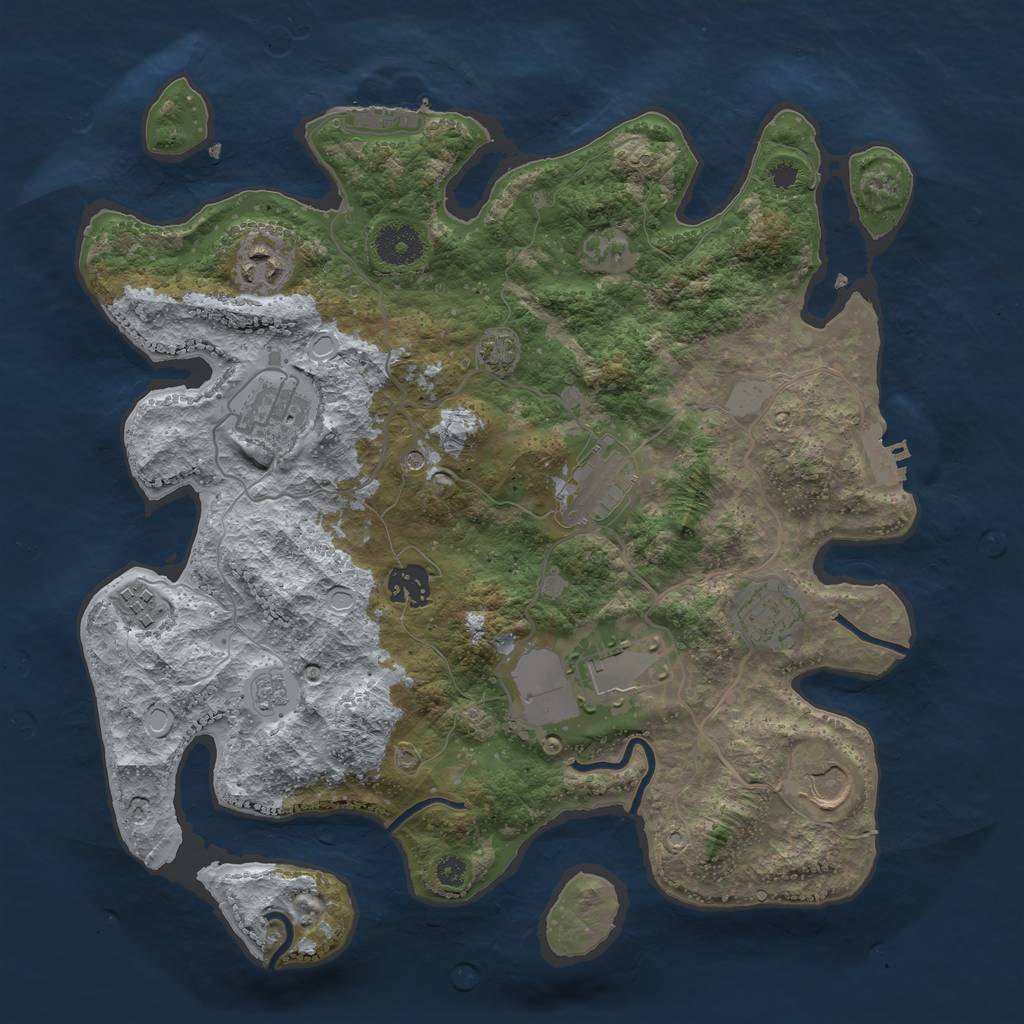 Rust Map: Procedural Map, Size: 3500, Seed: 755432611, 16 Monuments