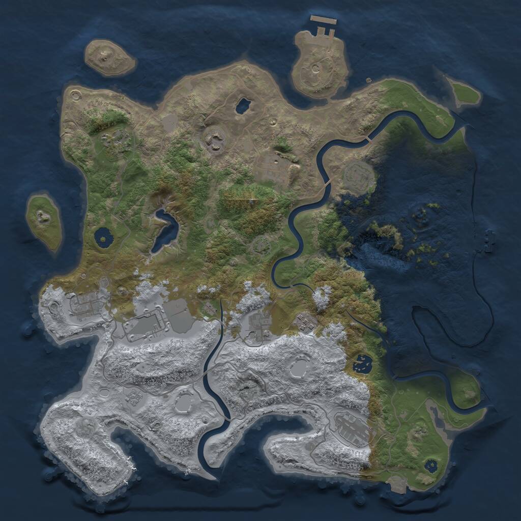 Rust Map: Procedural Map, Size: 4003, Seed: 2147483647, 16 Monuments