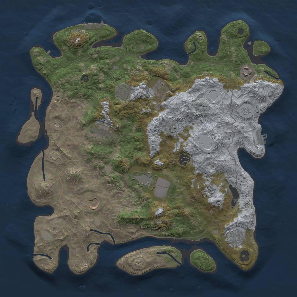 Rust Map: Procedural Map, Size: 4000, Seed: 1498856419, 18 Monuments