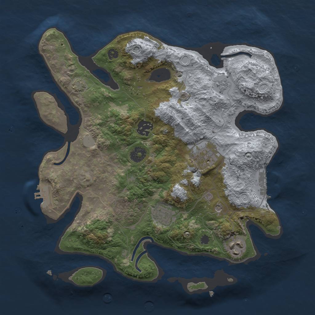 Rust Map: Procedural Map, Size: 3000, Seed: 1413029350, 12 Monuments