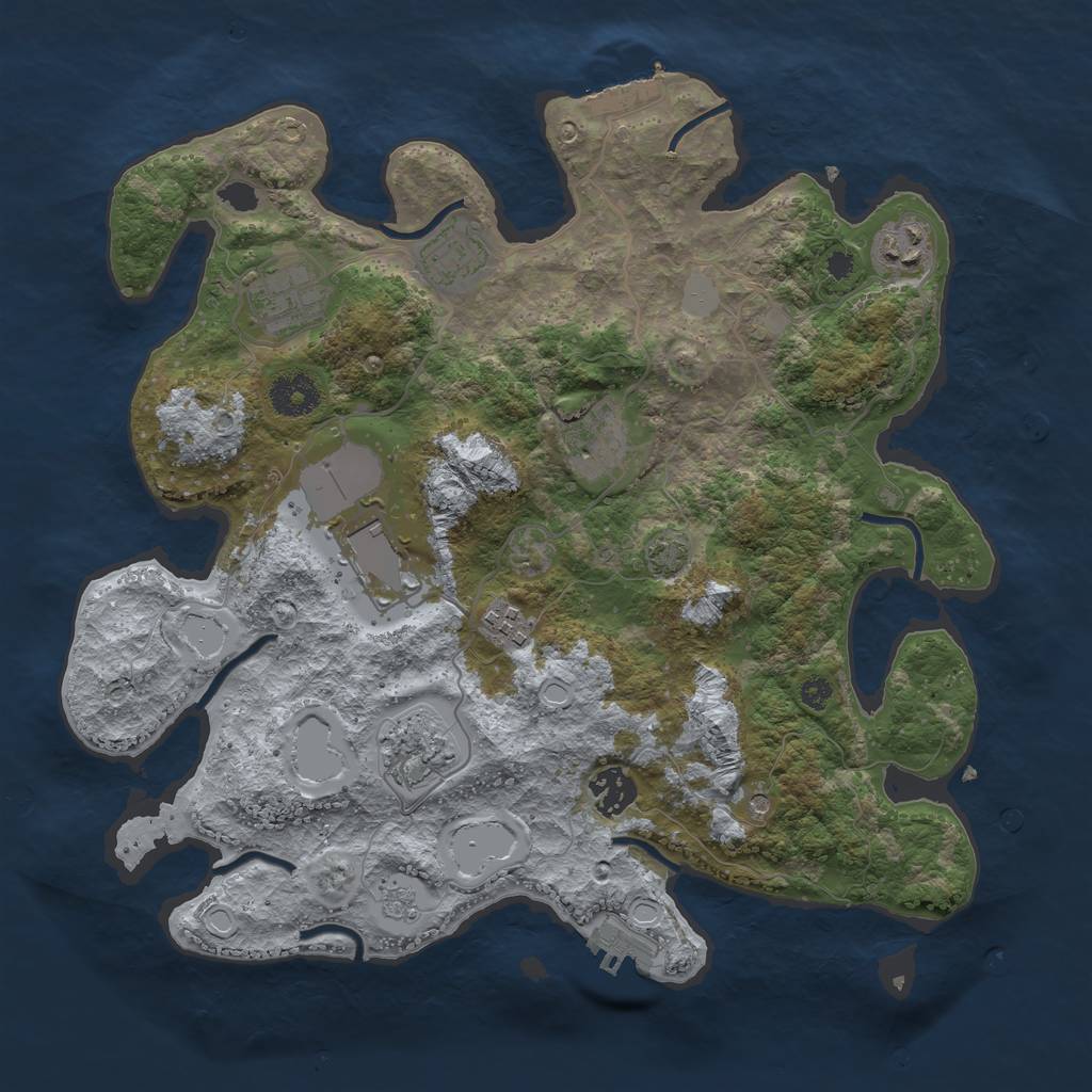 Rust Map: Procedural Map, Size: 3500, Seed: 91012730, 16 Monuments