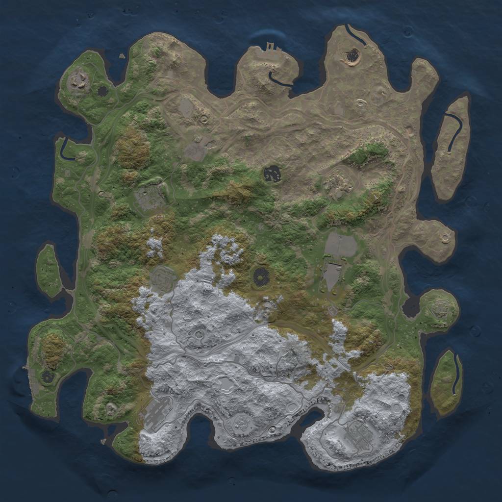 Rust Map: Procedural Map, Size: 4250, Seed: 476588327, 18 Monuments