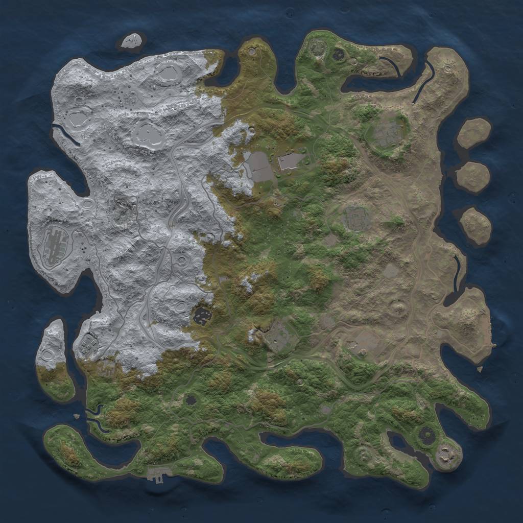 Rust Map: Procedural Map, Size: 4500, Seed: 680810208, 17 Monuments