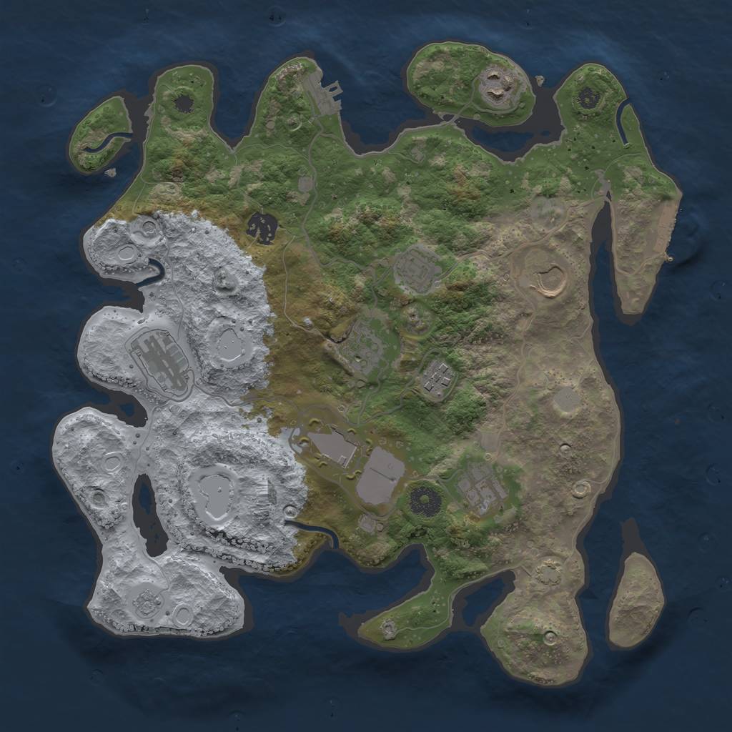 Rust Map: Procedural Map, Size: 3500, Seed: 1306244916, 17 Monuments