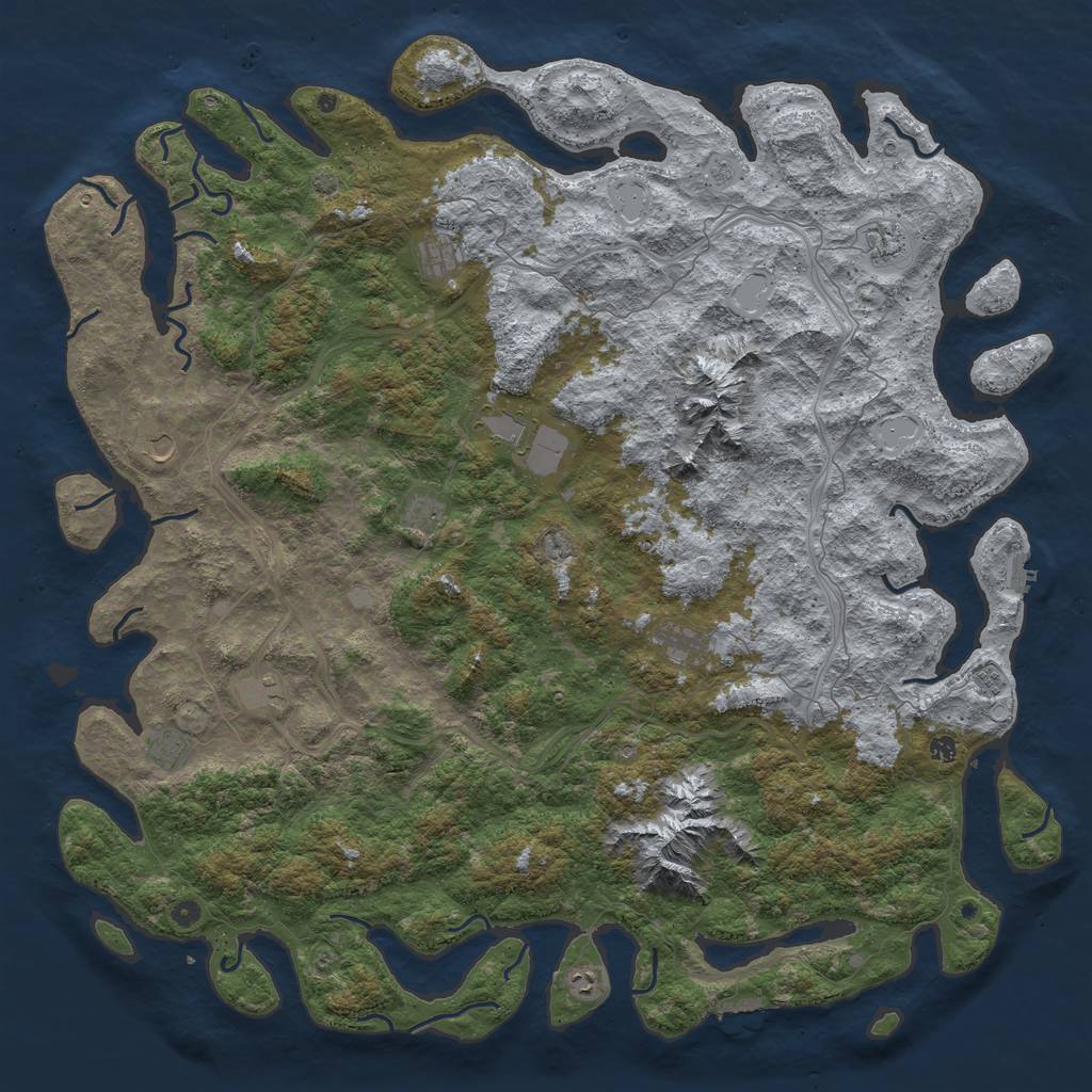 Rust Map: Procedural Map, Size: 6000, Seed: 2909, 19 Monuments