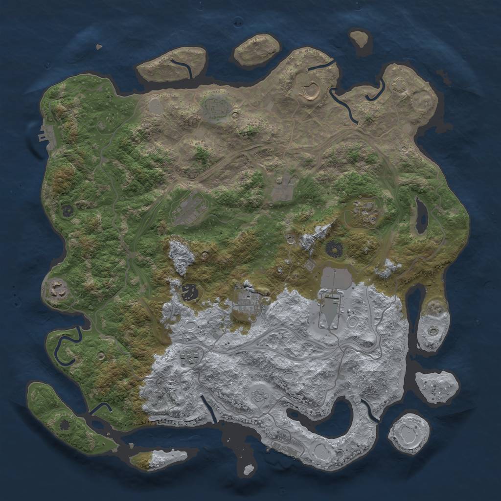 Rust Map: Procedural Map, Size: 4250, Seed: 705332578, 18 Monuments