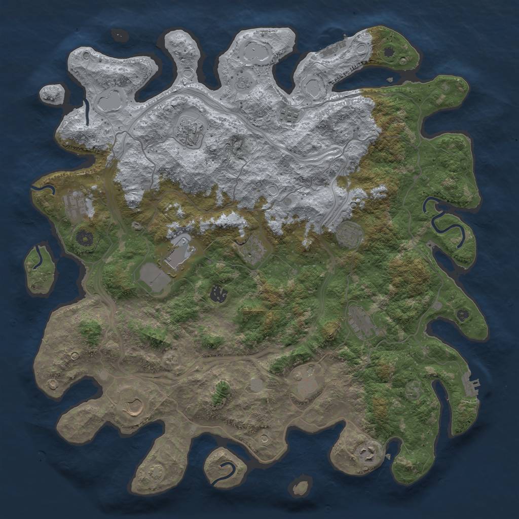 Rust Map: Procedural Map, Size: 4500, Seed: 1113595260, 19 Monuments