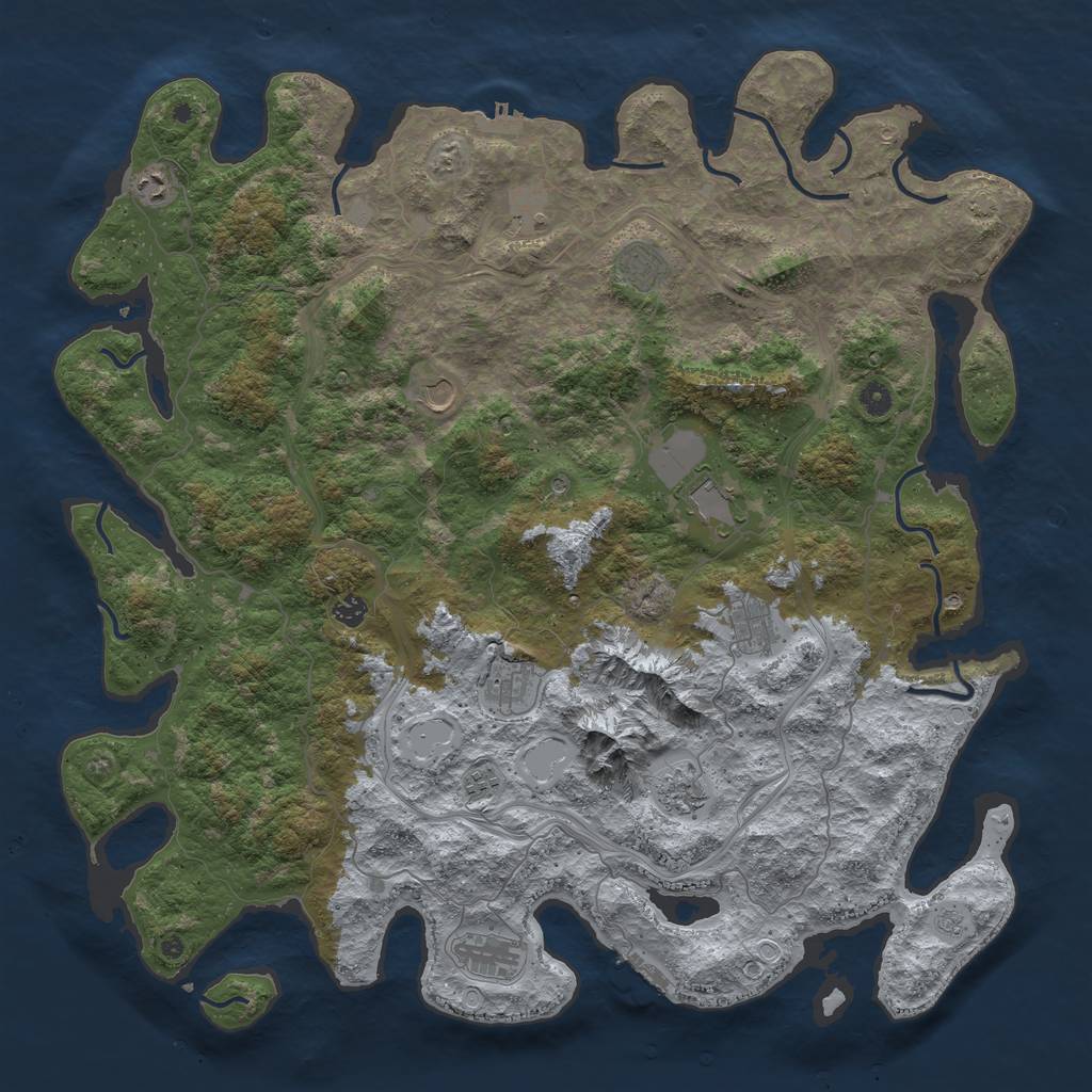 Rust Map: Procedural Map, Size: 5000, Seed: 2123019929, 19 Monuments