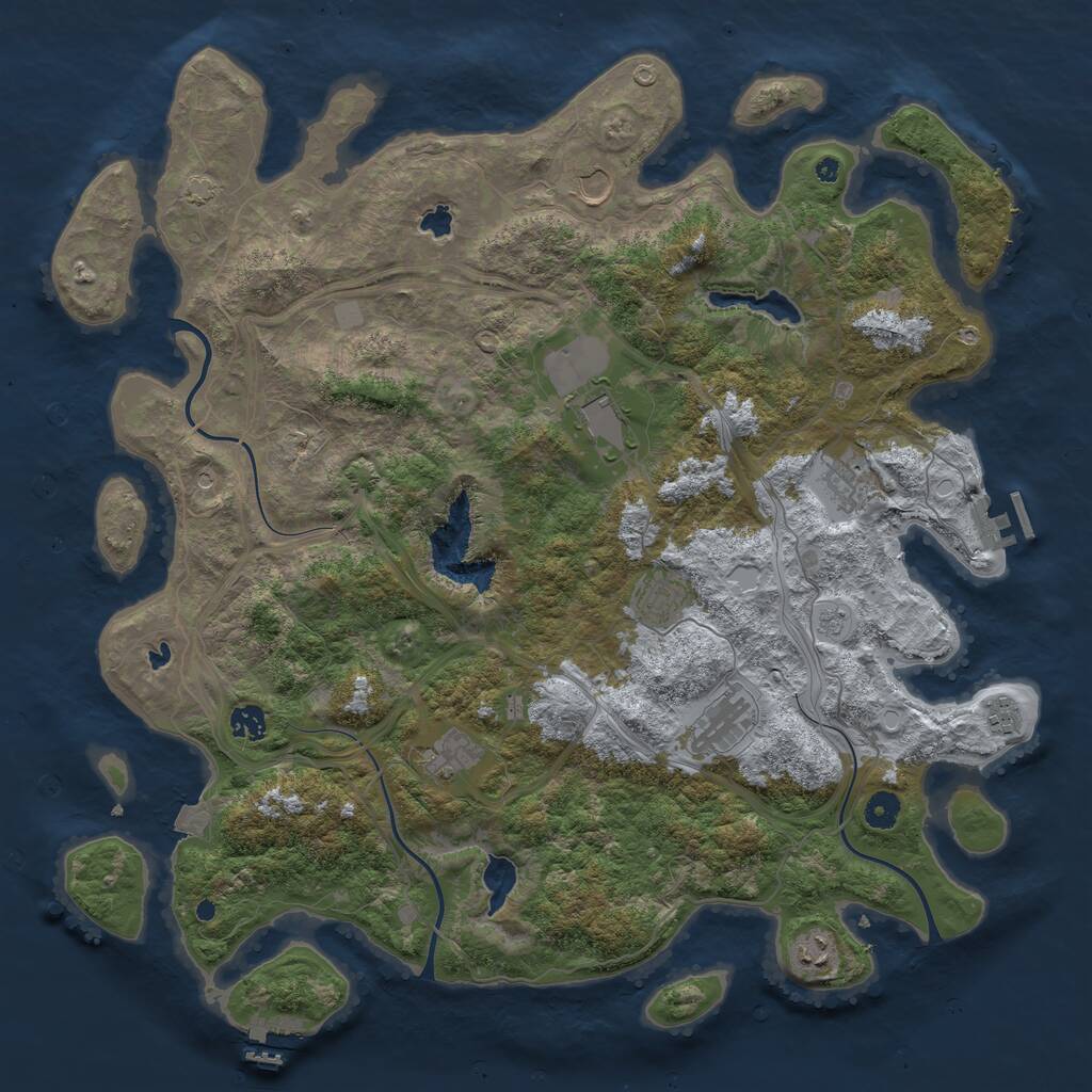 Rust Map: Procedural Map, Size: 4500, Seed: 841170095, 15 Monuments